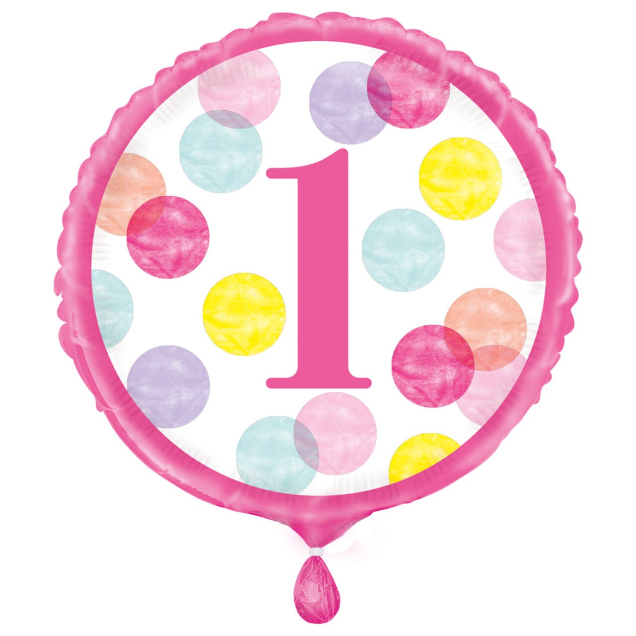 Pink Dots 1st Birthday 18&#x22; Round Foil Balloon, 1ct